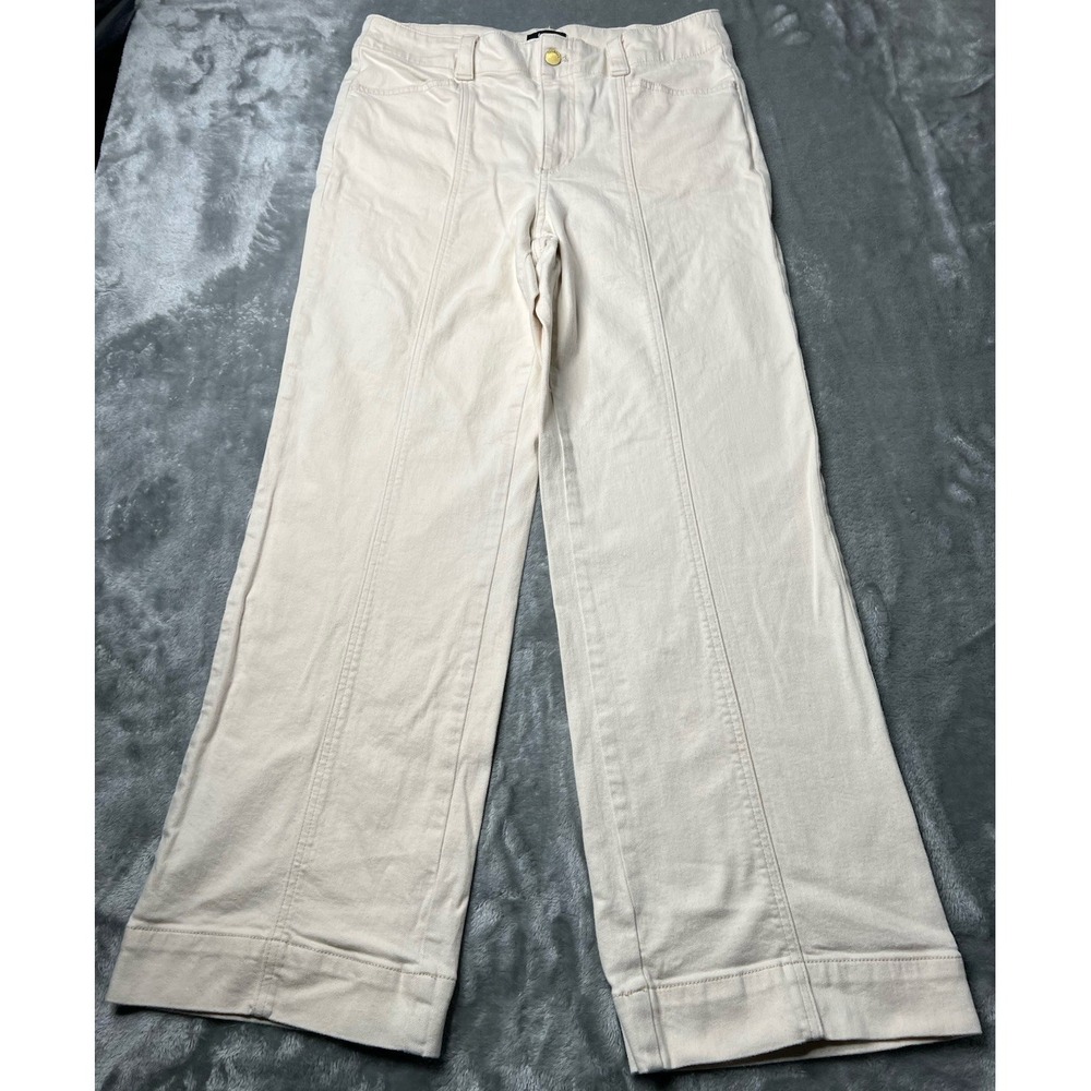 Talbots Jeans Women Size 8 Classic Jean Trouser Cream Denim Wide Leg Cream